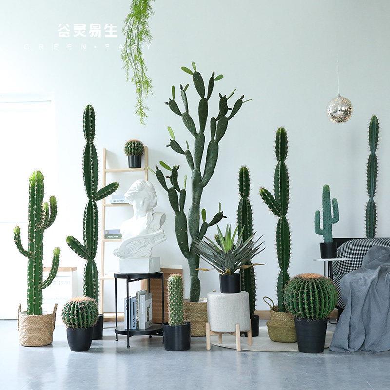 斯堪的纳维亚风人造仙人掌植物盆栽室内盆景装饰大型假绿色植物办