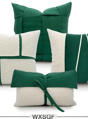宅寂风深绿色组合拼接抱枕抱枕沙发样板房拼接靠枕轻奢靠垫编织