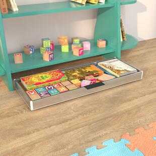 环保不锈钢加PP收纳移动托盘带万向轮滑动抽拉抽屉收纳箱柜底床底