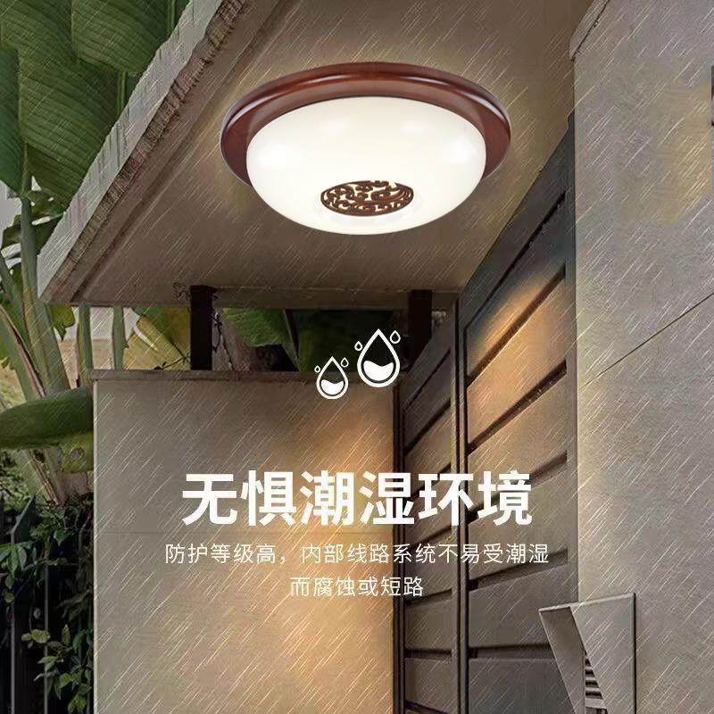 家装实木户外阳台过道走廊玄关led2023新款中式入户中国风吸顶灯