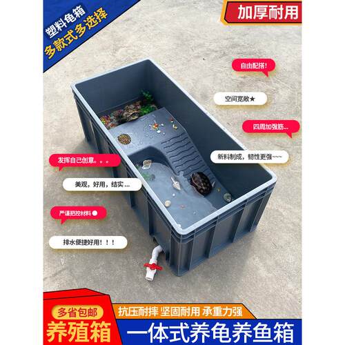 集成化加厚龟箱带排水龟箱家庭养殖养殖箱超大景观龟池龟盆