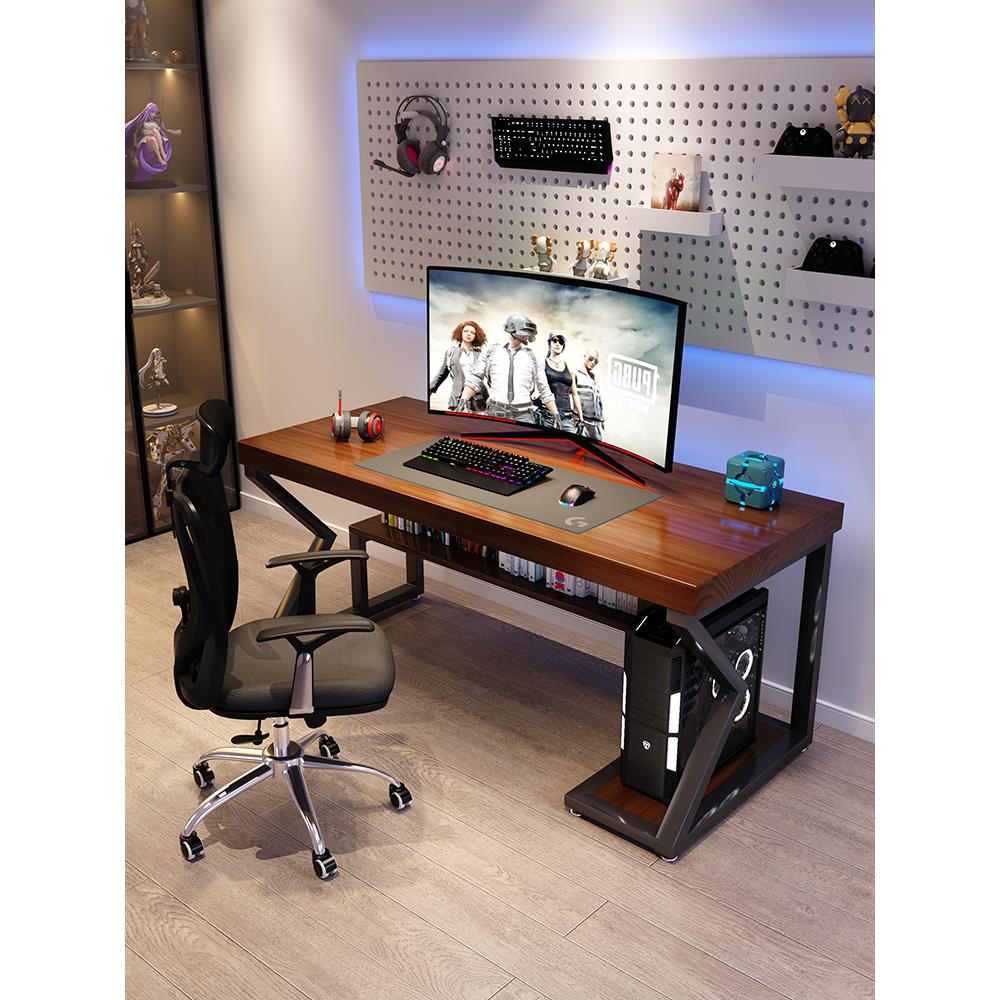 北欧轻奢实木电脑桌桌面双现代简单长桌家庭办公电子竞技工作台