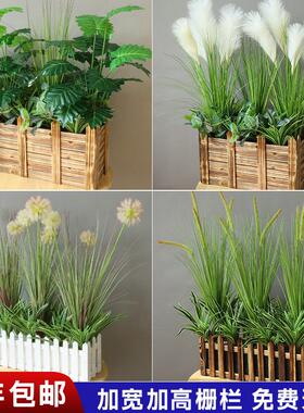 加宽加高实木栅栏彷真绿色植物塑料花草假花饭厅阳台隔断摆件工程