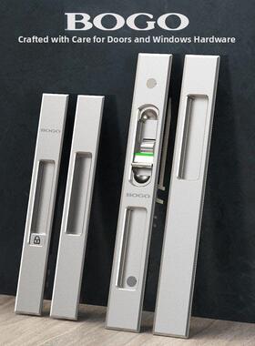 Bogo滑动门锁滑动门锁双面马锁香槟金钥匙铝合金叉子滑动锁