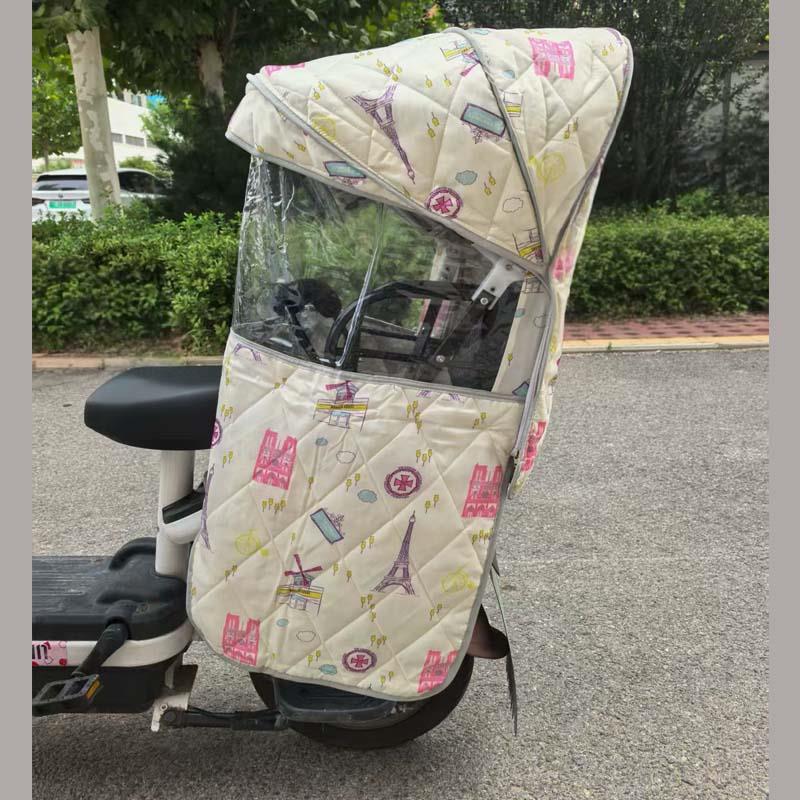 自行车儿童座椅雨棚电动车宝宝后座防雨防风加大后置小孩加棉篷子
