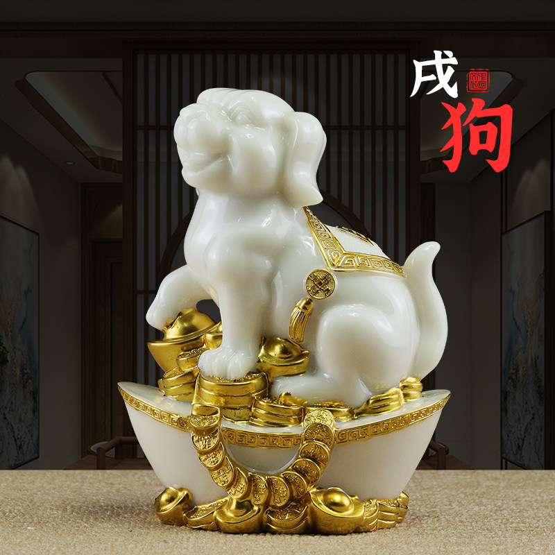 招财12十二生肖摆件汉白玉铜鼠牛虎兔龙马羊鸡狗猪家居工艺装饰品