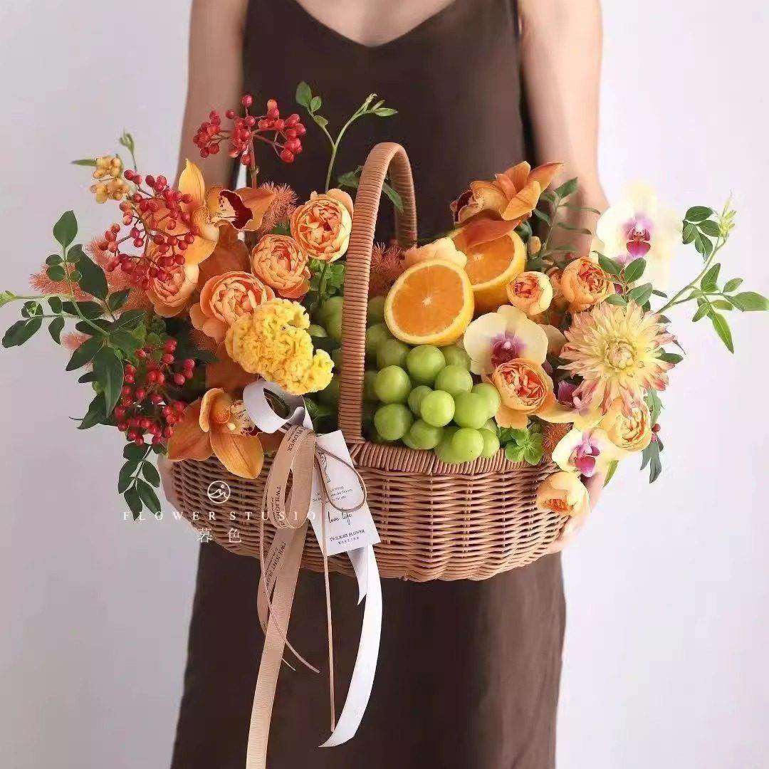 水果篮花艺鲜花包装材料藤编鸡蛋手提篮子插花盒编织筐竹篮礼品篮,家居饰品,花篮,淘宝优惠券,粉丝福利购,淘宝优惠卷