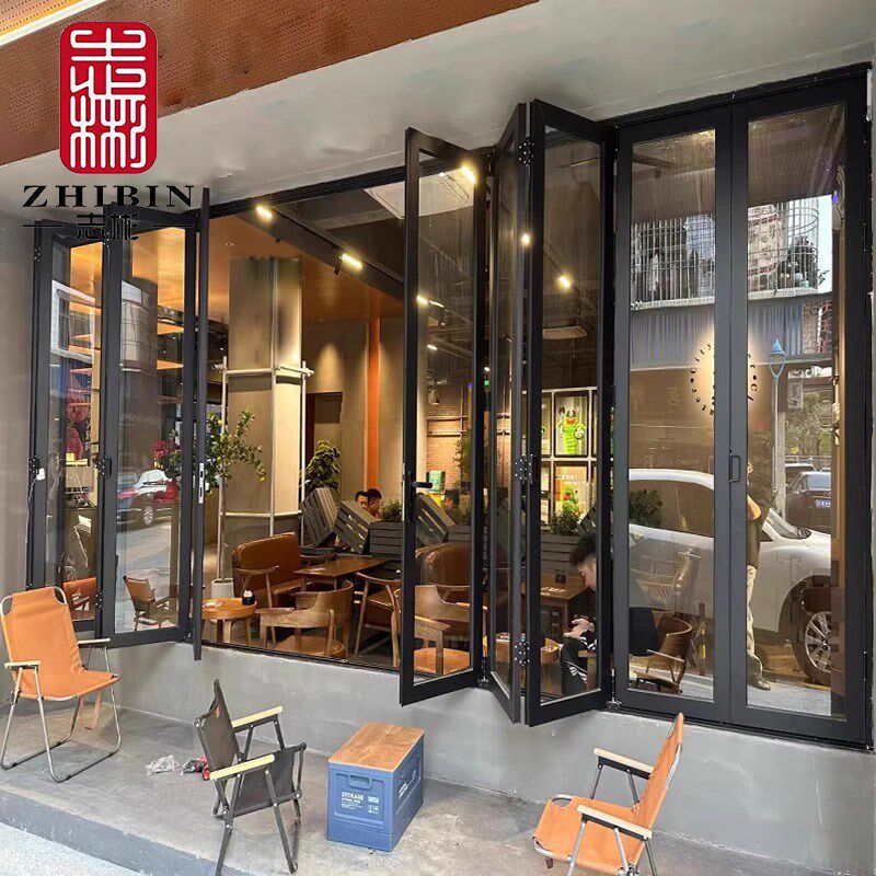 左右折叠窗铝合金折叠门厨房餐厅阳台推拉门奶茶店玻璃门折叠门窗