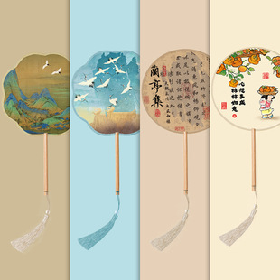 团扇古风扇子女手工中式古典旗袍宫廷扇汉服舞蹈女式夏天儿童