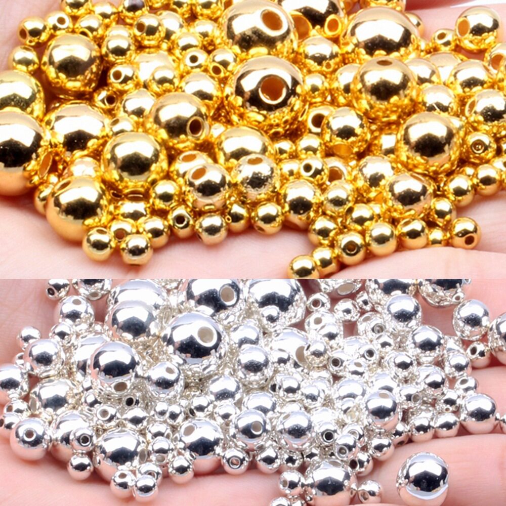 小包穿孔珠镀金镀银仿真珍珠DIY手工材料串珠珍珠饰品衣服辅料