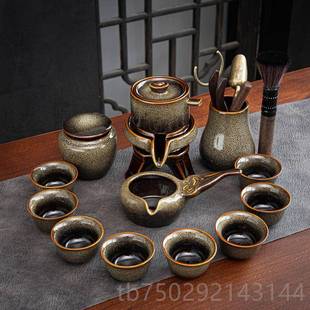具办套公家用整里石磨盘泡茶具套懒人半自动泡茶 高档以安陶瓷茶装