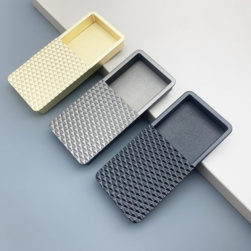 网红款网格纹隐藏式暗拉手衣柜轻奢高档极简内嵌黑色暗装柜门把手,基础建材,隐形拉手,淘宝优惠券,粉丝福利购,淘宝优惠卷