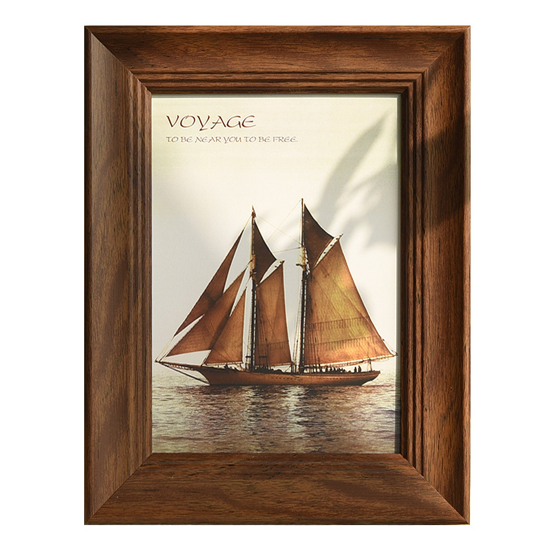 美式5寸6寸7寸8寸10寸12寸A4挂墙复古24创意相框摆台胡桃木色相册