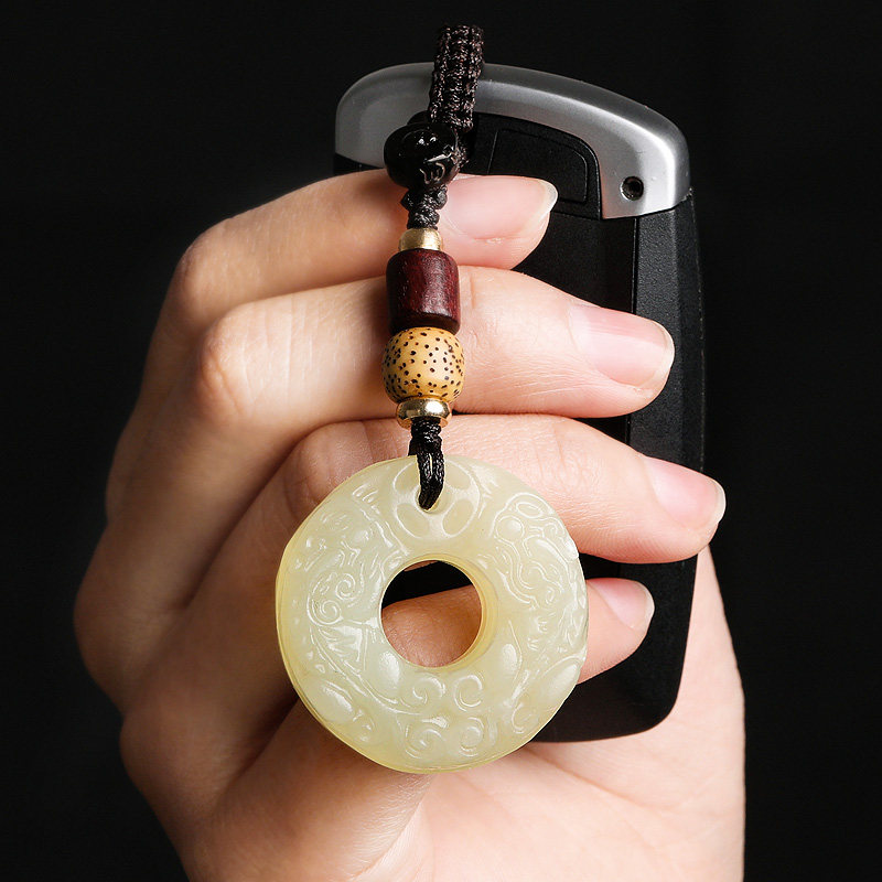 高档玉石貔貅汽车挂件车载钥匙扣吊坠男女士平安招财转运车内吊饰