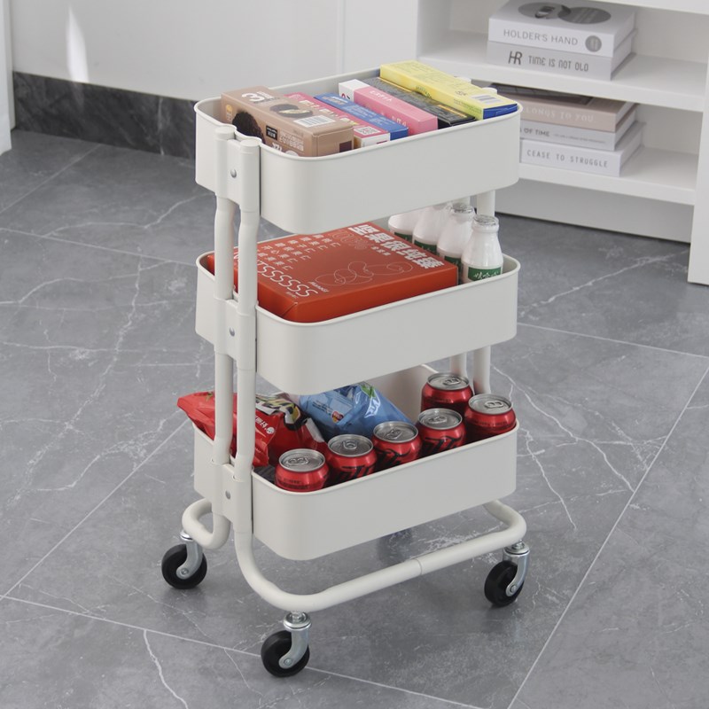 北欧拉舍厨房置物架客厅收纳零食车可移动小推车梳妆台收纳手推车