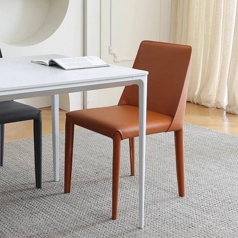 马鞍皮餐椅家用轻奢约现代简意式轻奢餐厅椅店靠子背JBO酒商用餐