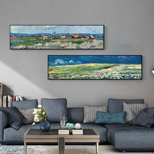 梵高装饰画杏花现代简约卧室壁画床挂头梵高（床象画厅墙面抽艺术