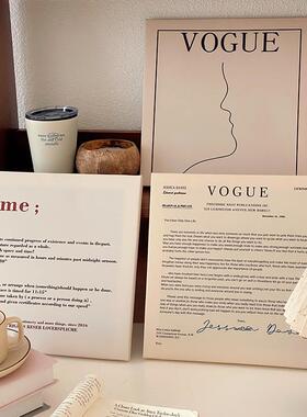 极简主义英文装饰画 复古抽象人物线条挂画咖啡馆桌面摆台画软装