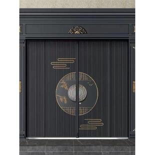 新中式别墅大门锌合金铸铝卡门农村自建房庭院门对开双开入户大门