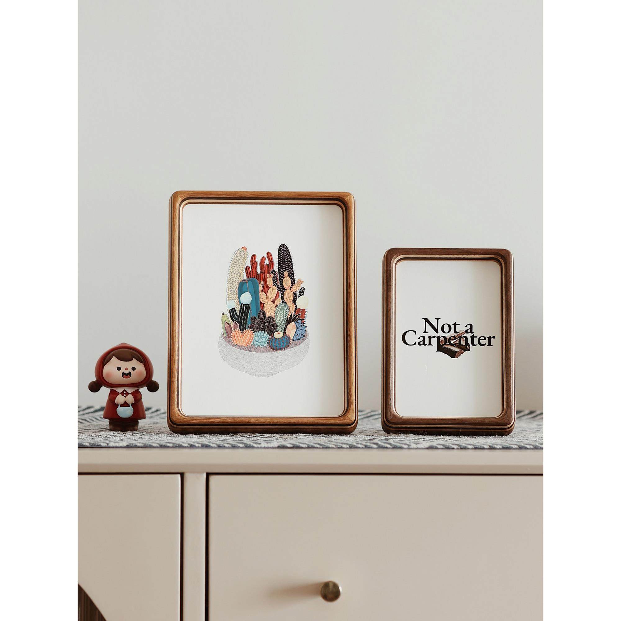 6寸实木圆角摆台洗照片做成相框8寸A4打印相片框定制装裱木质画框