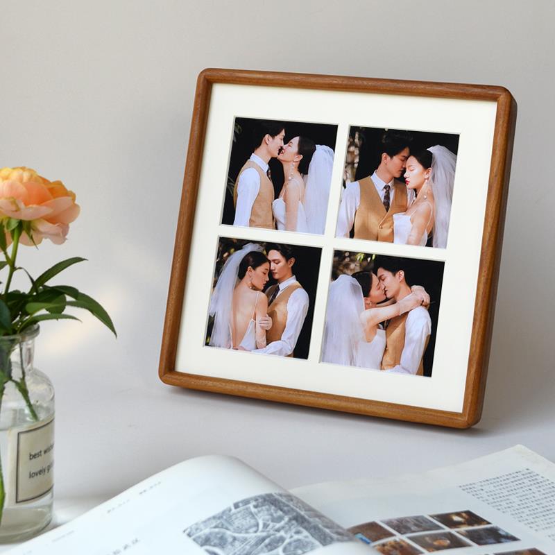 九宫格实木榫卯相框25*25婚纱情侣四五宫格摆台打印冲洗加洗照片