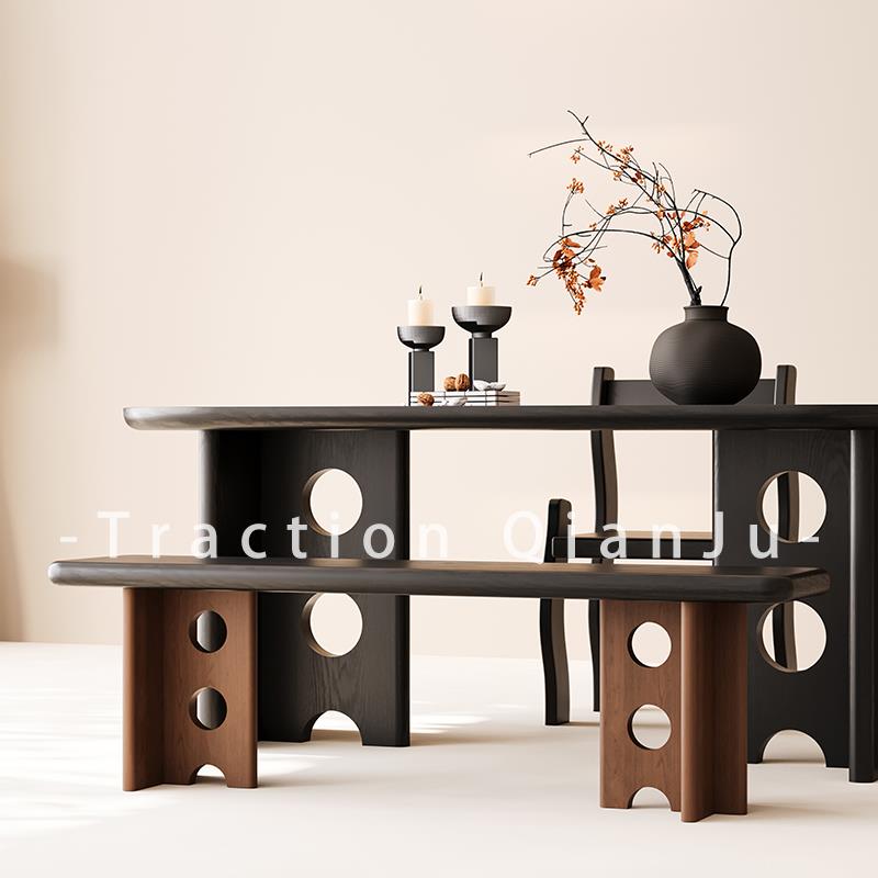 中古风实木长凳子设计师复古风家用餐凳卧室床尾换鞋凳板凳穿鞋凳