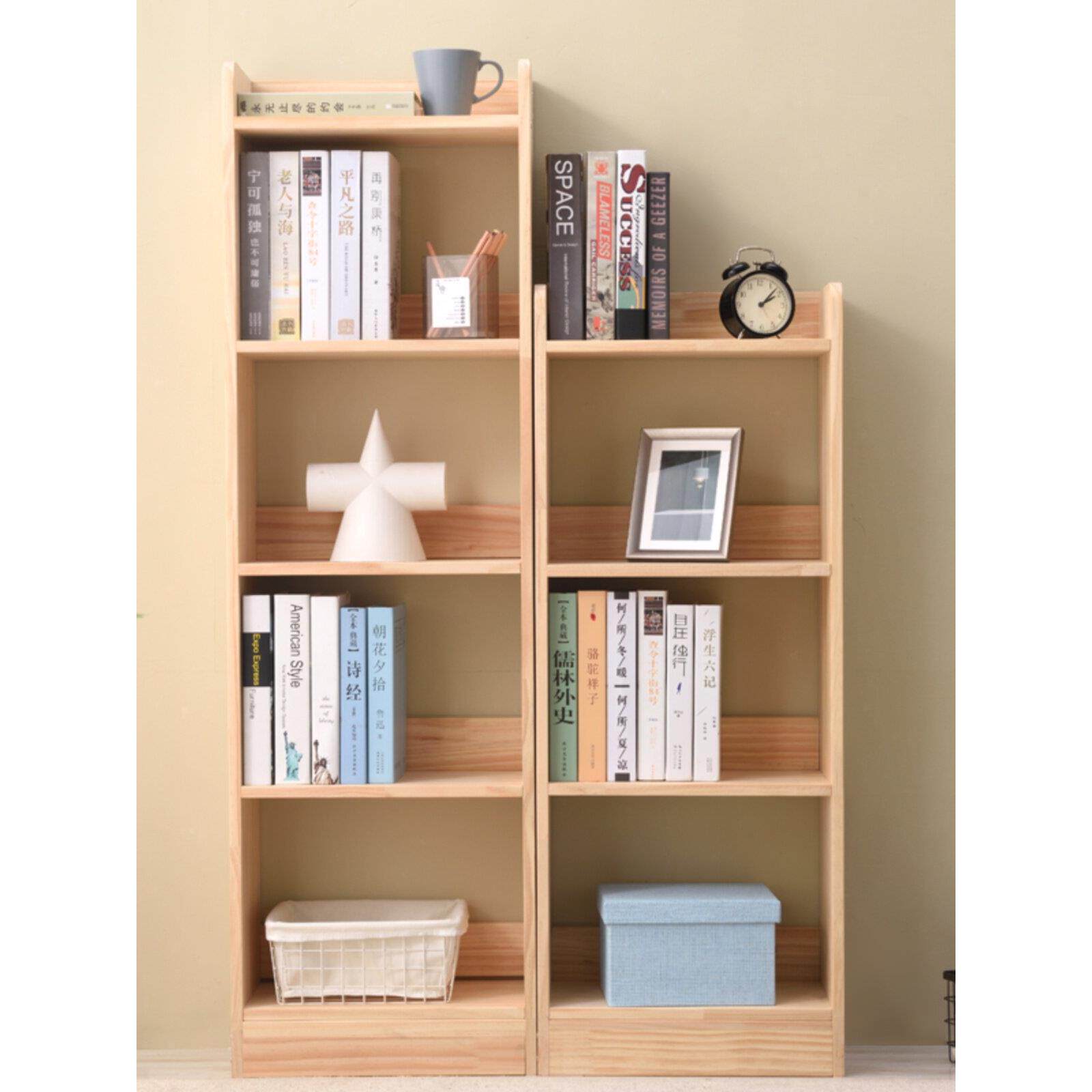 松木书架简易储物柜空间小学生家简易创意储物架组合儿童小书柜