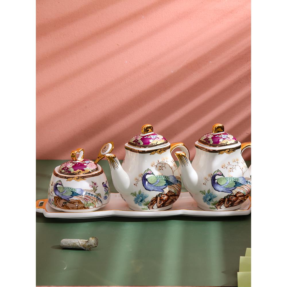 国潮家用盐罐醋壶调味料罐辣椒罐组合套装陶瓷油壶糖罐厨房收纳盒