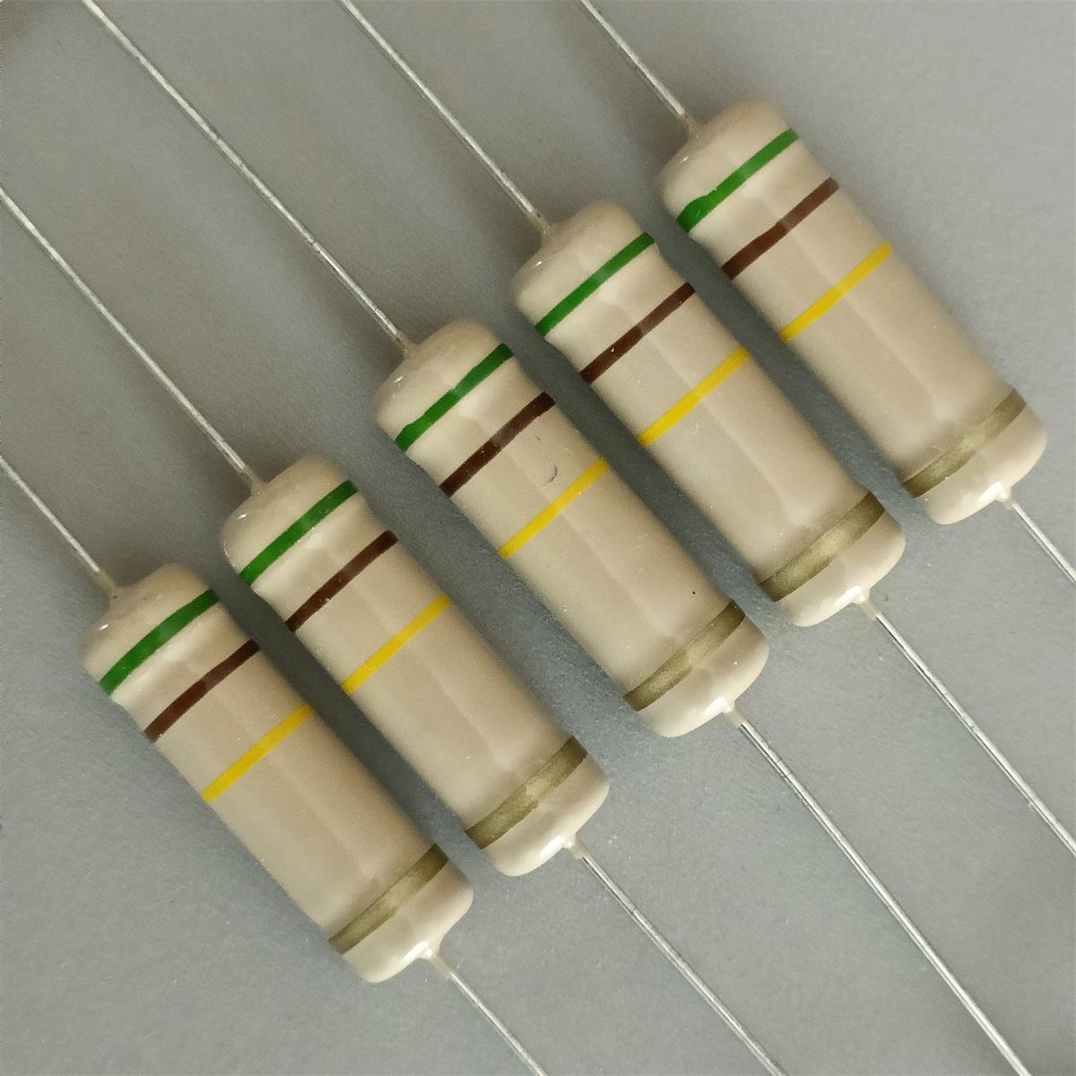 5W大功率四色环碳膜铜脚电阻10R150R1K100K68K220K330K470K510K1M