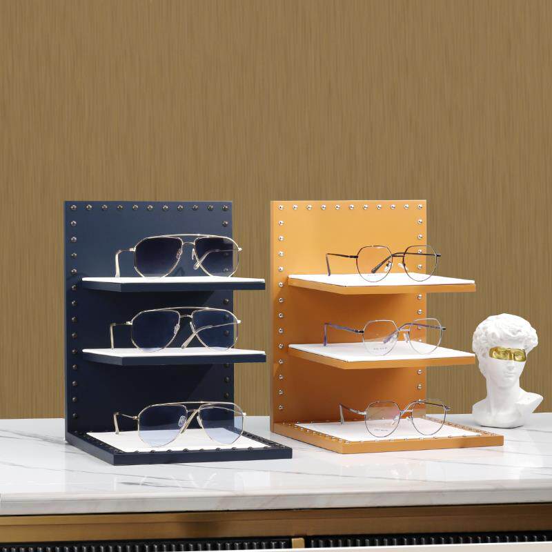 眼镜店铆钉复古风高柜陈列道具钟表珠宝饰品墨镜太阳镜展示架设计