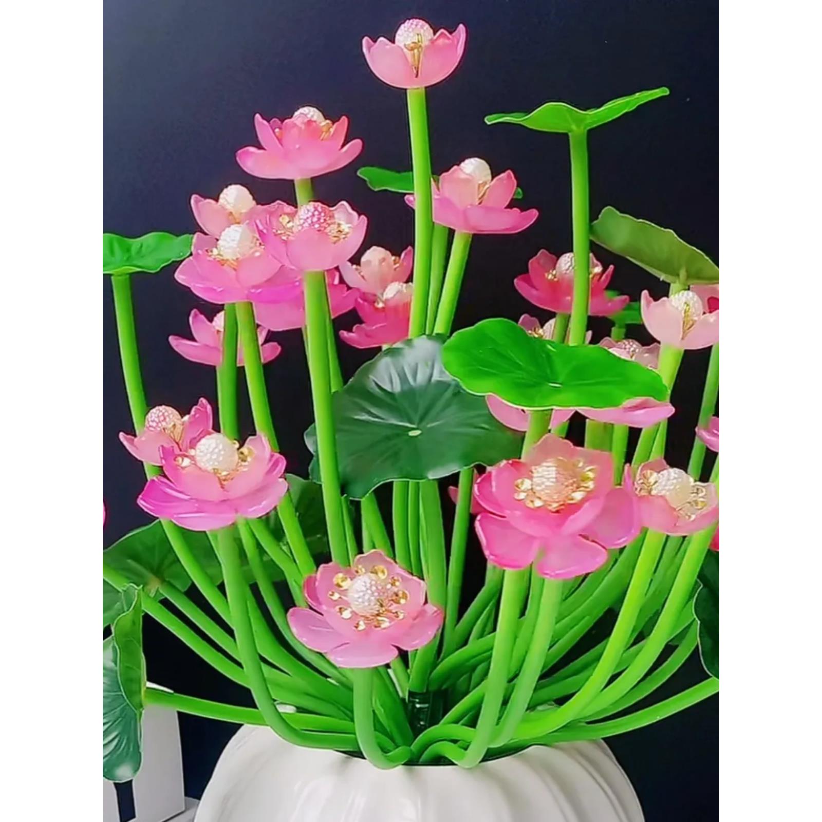 爆款贵妃荷花手工DIY材料包仿真渐变花瓣串珠花束编织品家居摆件