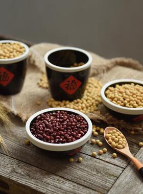 复古风粗陶福字碗调料调味缸干货特产杂粮摆拍照摄影道具背景摆件