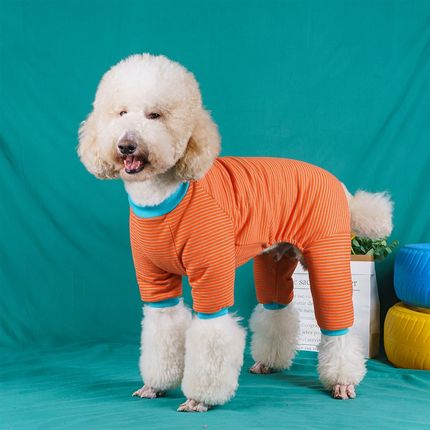 条纹大型犬衣服狗狗四脚r衣秋冬德绒拉布拉多金毛巨贵宠物大狗衣