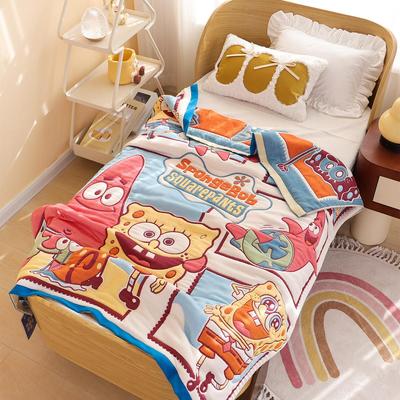 A类十层纯棉纱布儿童盖毯毛巾被透气卡通面 面包被海绵宝宝全棉毯