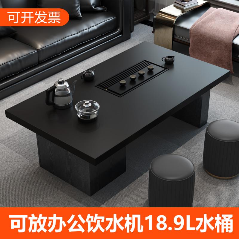 大理石岩板功夫茶几简约现代客厅全自动办公室小户型一体泡茶台桌