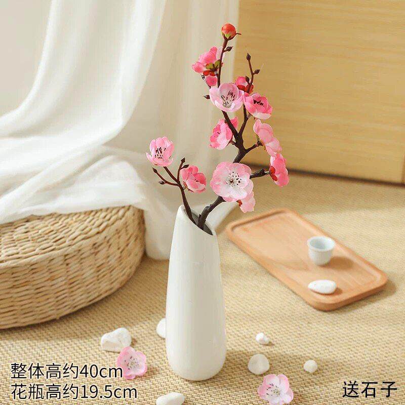 手工diy粉色桃花花瓶摆件家居装饰品40cm陶瓷工艺品