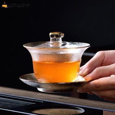高端品质 功夫茶杯单个主人杯 玻璃功夫茶三才盖碗大号加厚单