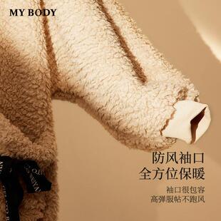 MYBODY商场同款珊瑚绒睡袍女款冬季加绒加厚连帽可外穿睡衣家居服
