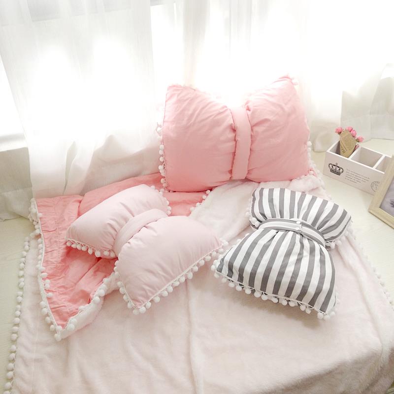 in糖果彩色棉弓车毯枕头两用沙发枕头垫床靠垫凸窗