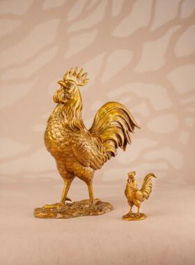 纯铜公鸡生肖鸡饰品客厅安宅家吉祥物办公室桌面财富金鸡C5880