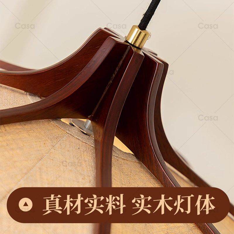 实木中古布艺吊灯花影茶室餐桌灯诧寂风主卧室覆古艺术创意餐厅灯