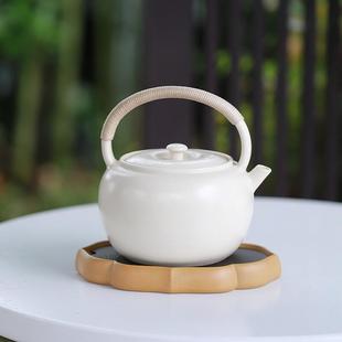 复古苏打釉白泥烧水壶煮茶器 围炉煮茶家用中式 户外煮茶罐茶具