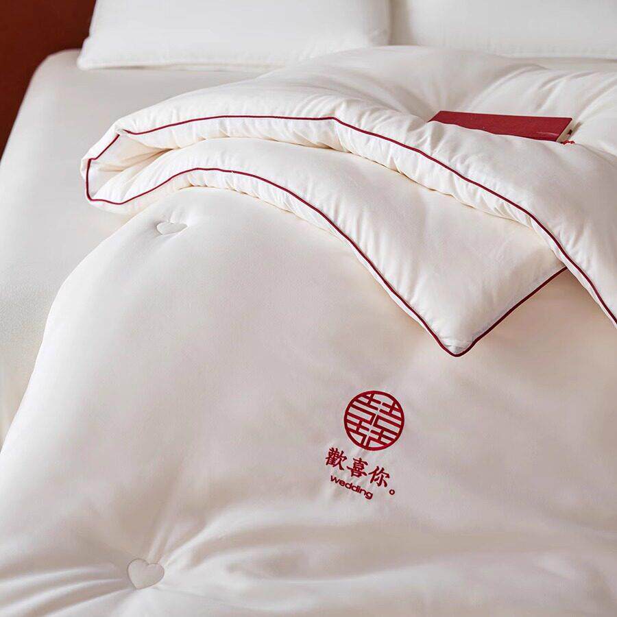 罗兰家纺结婚庆陪嫁喜被春秋被子冬大豆纤维被芯喜字加厚冬被褥子