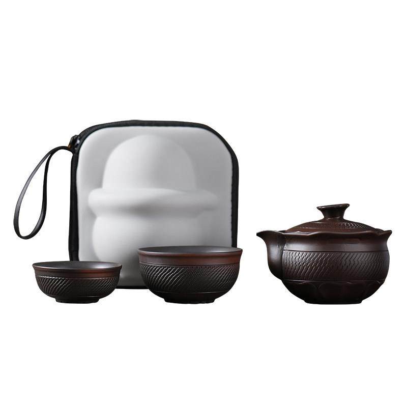 便携旅行茶具手工跳刀紫陶手抓壶茶壶泡茶防烫高档快客杯一壶二杯,餐饮具,旅行茶具,淘宝优惠券,粉丝福利购,淘宝优惠卷