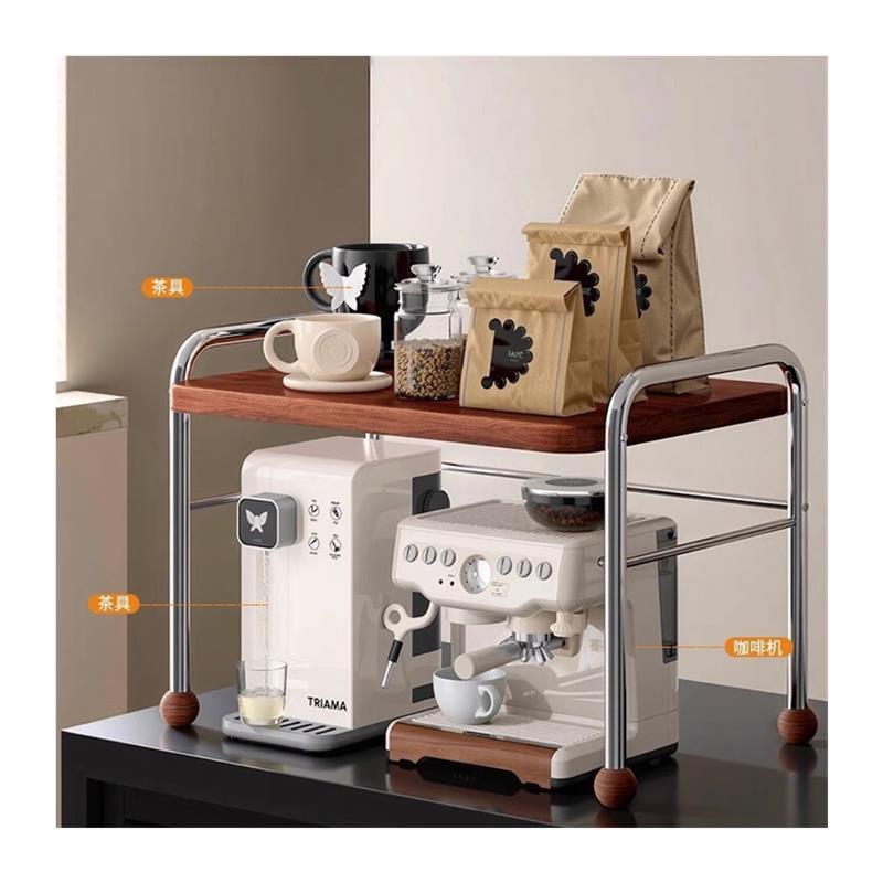 中古风微波炉置物架厨房桌面实木烤箱支架多功能收纳架杂物整理架