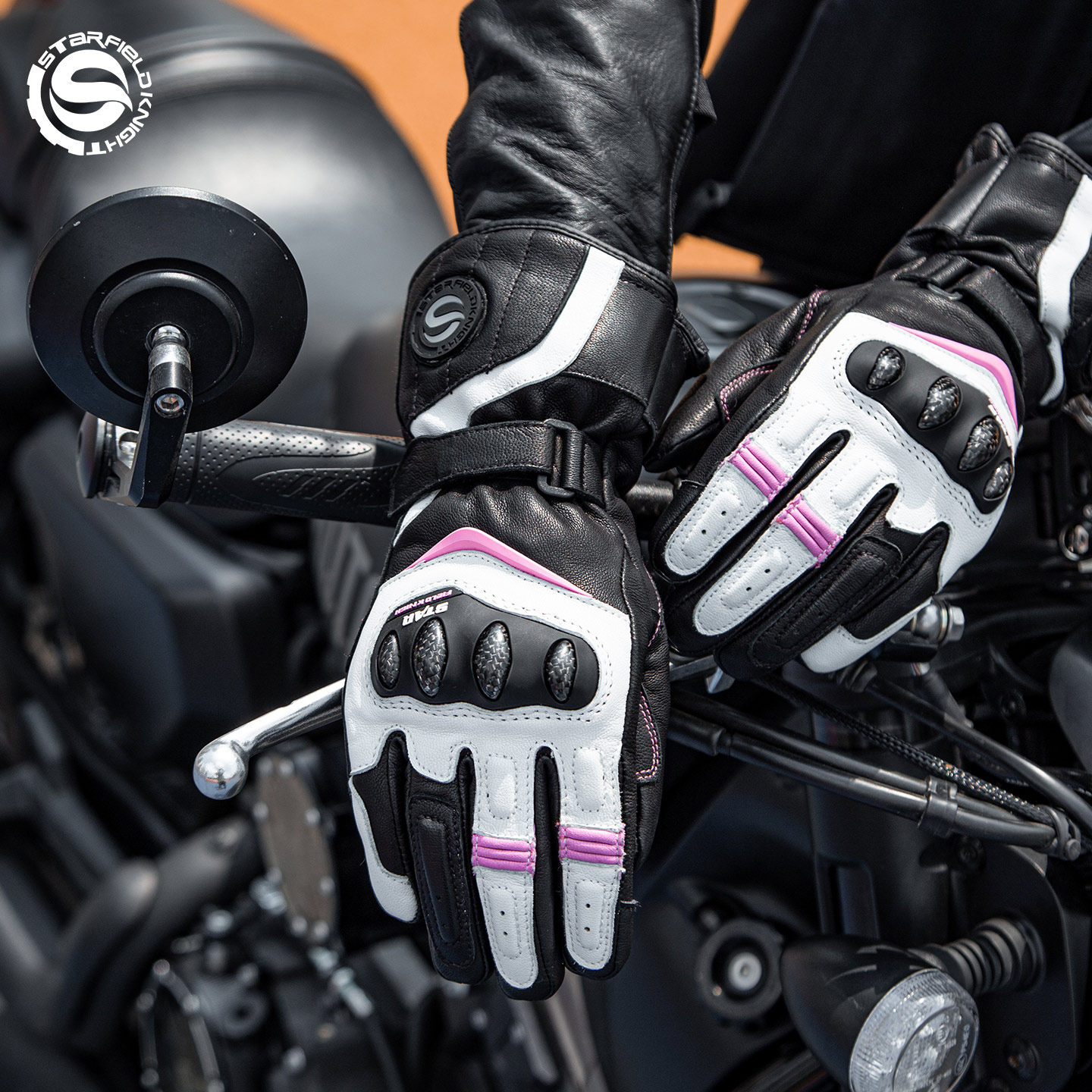 星空骑士冬季加绒防风保暖羊皮电加热摩托车手套女骑行机车SKG557