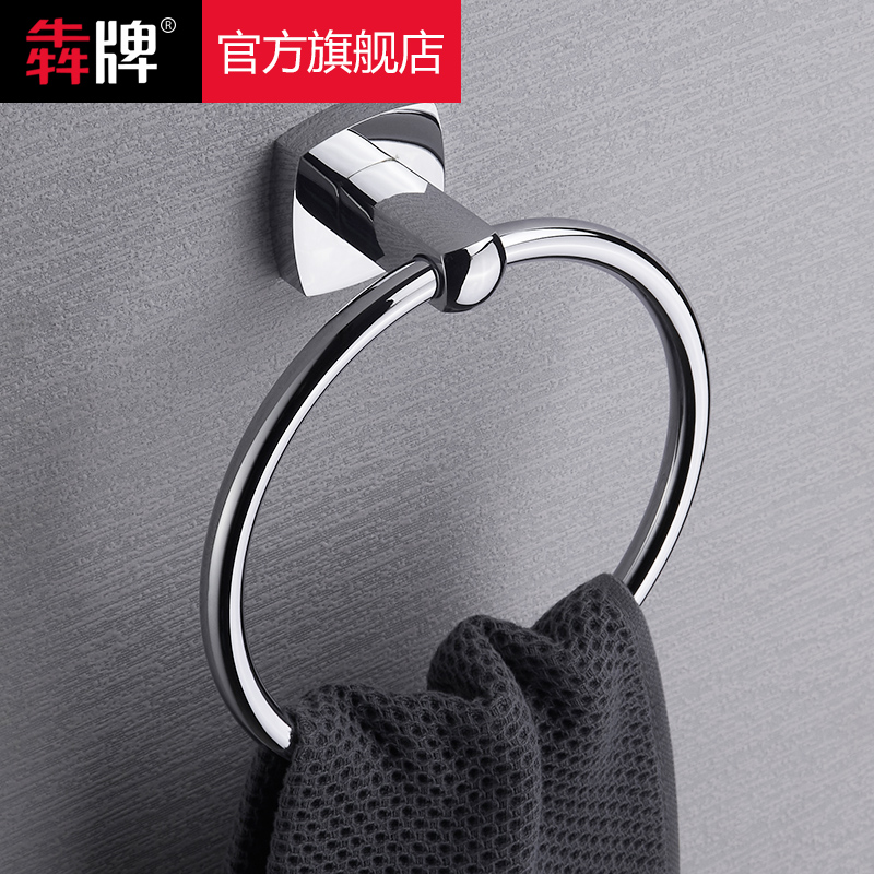 毛巾环毛巾圈全铜圆形毛巾架卫生间擦G手小手巾架浴室挂环简约打