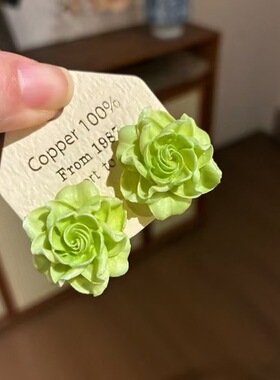 春天浪漫度假风玫瑰花耳环超仙绝美轻奢高级感耳钉精致氛围感耳饰