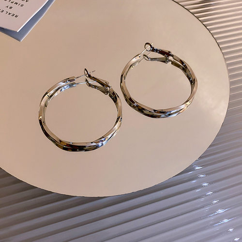 欧美圆形素圈耳环女个性时尚冷淡风耳圈夸张轻奢高级感耳饰女耳钉