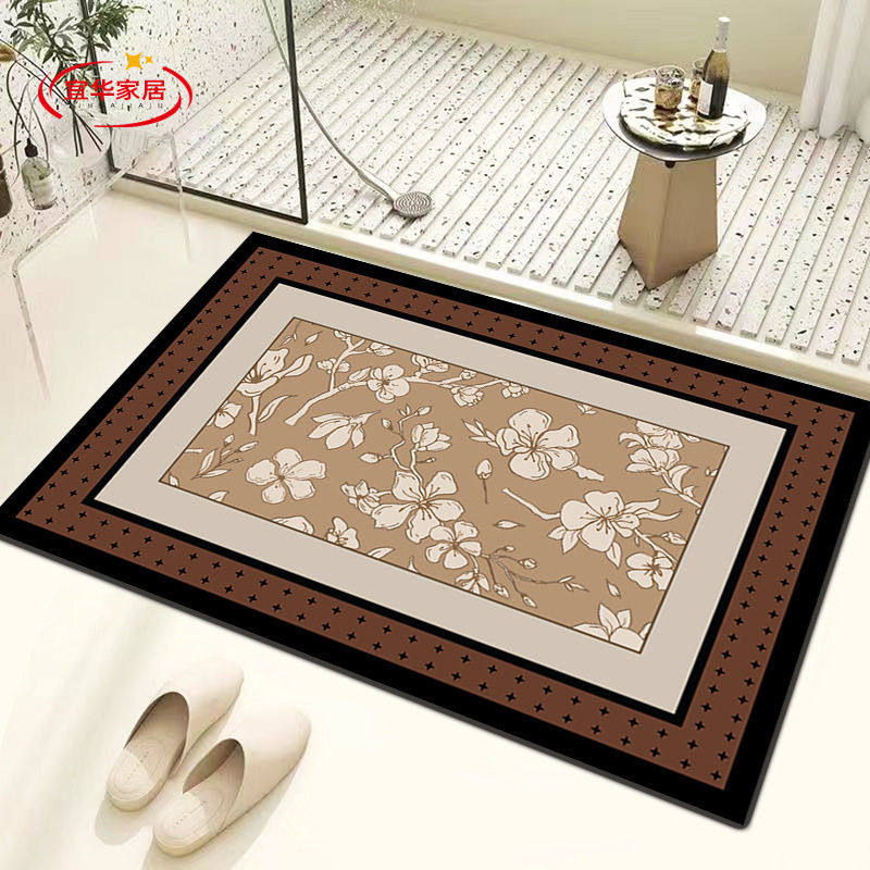 新中式浴室门口硅藻泥吸水垫子卫生间厕所地垫洗手间地毯防滑脚垫,居家布艺,家用脚垫,淘宝优惠券,粉丝福利购,淘宝优惠卷